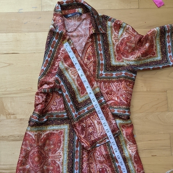 ZARA eastern print button up kimono tunic jacket size Small A8 - Picture 8 of 10